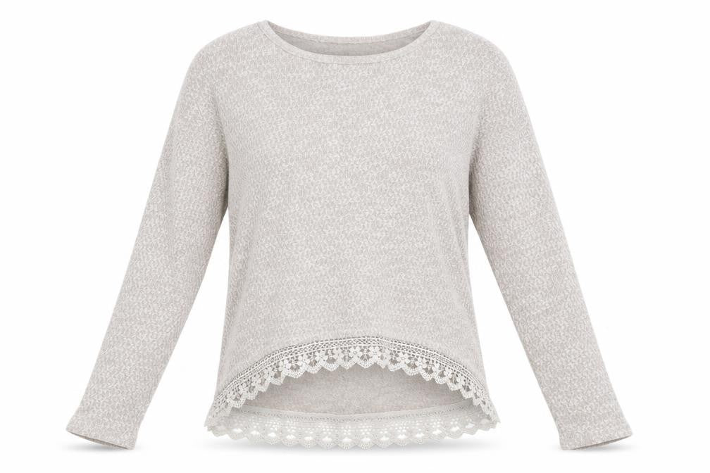 Front view of New Look women’s beige boat neck polyester jumper, size UK 8
