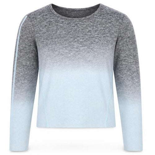 Jeff & Co Girls Grey  Nylon Cropped T-Shirt Size 9-10 Years Round Neck  - Ombre, Activewear