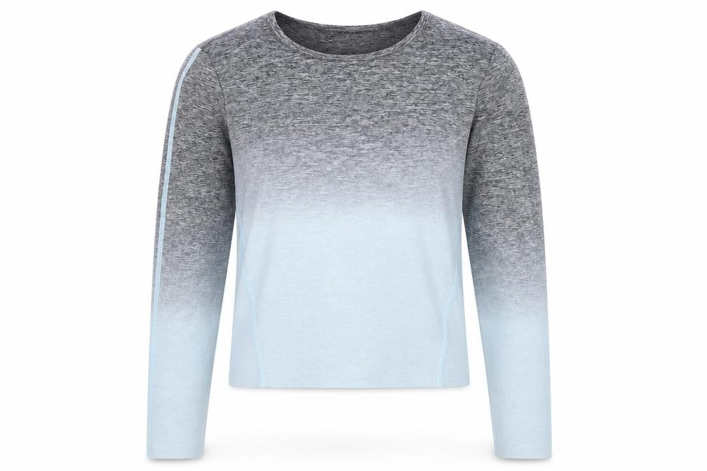 Jeff & Co Girls Grey  Nylon Cropped T-Shirt Size 9-10 Years Round Neck  - Ombre, Activewear