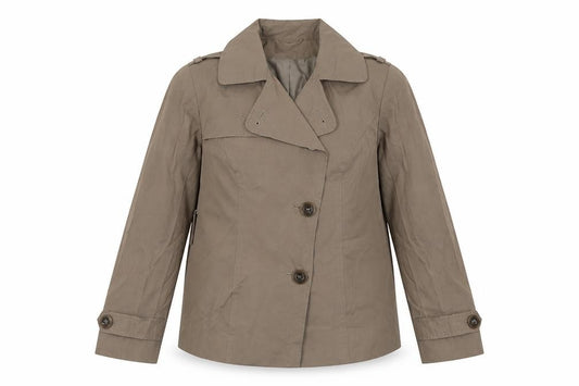 Front view of Debenhams women’s brown jacket, size UK 12, button