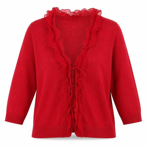Planet Womens Red V-Neck  Viscose Cardigan Jumper Size M