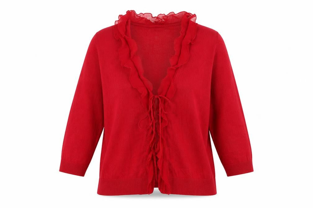 Planet Womens Red V-Neck  Viscose Cardigan Jumper Size M