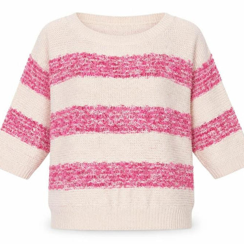 Originals Womens Beige Scoop Neck Striped Acrylic Pullover Jumper Size L