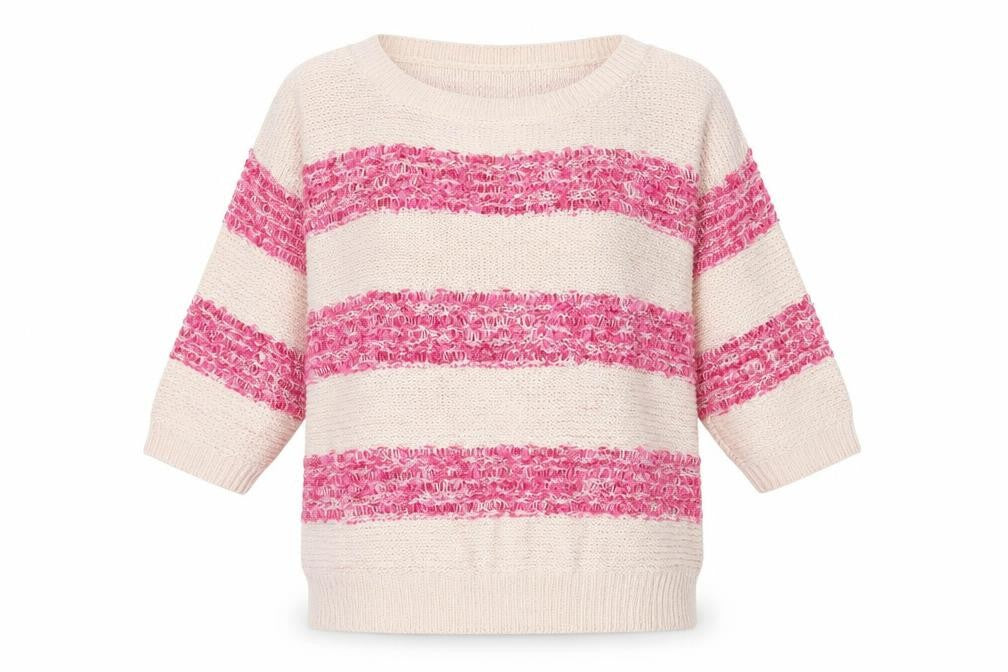 Originals Womens Beige Scoop Neck Striped Acrylic Pullover Jumper Size L