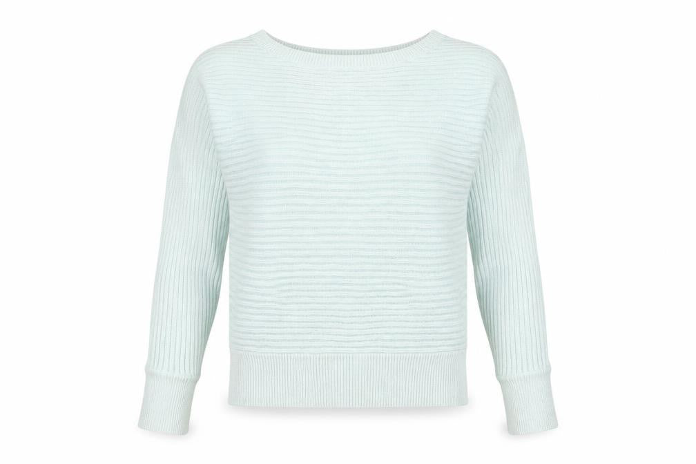 Front view of Gap women’s green scoop neck cotton jumper, size S