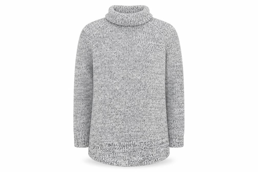 Front view of H&M women’s grey roll neck cotton tunic jumper, size S