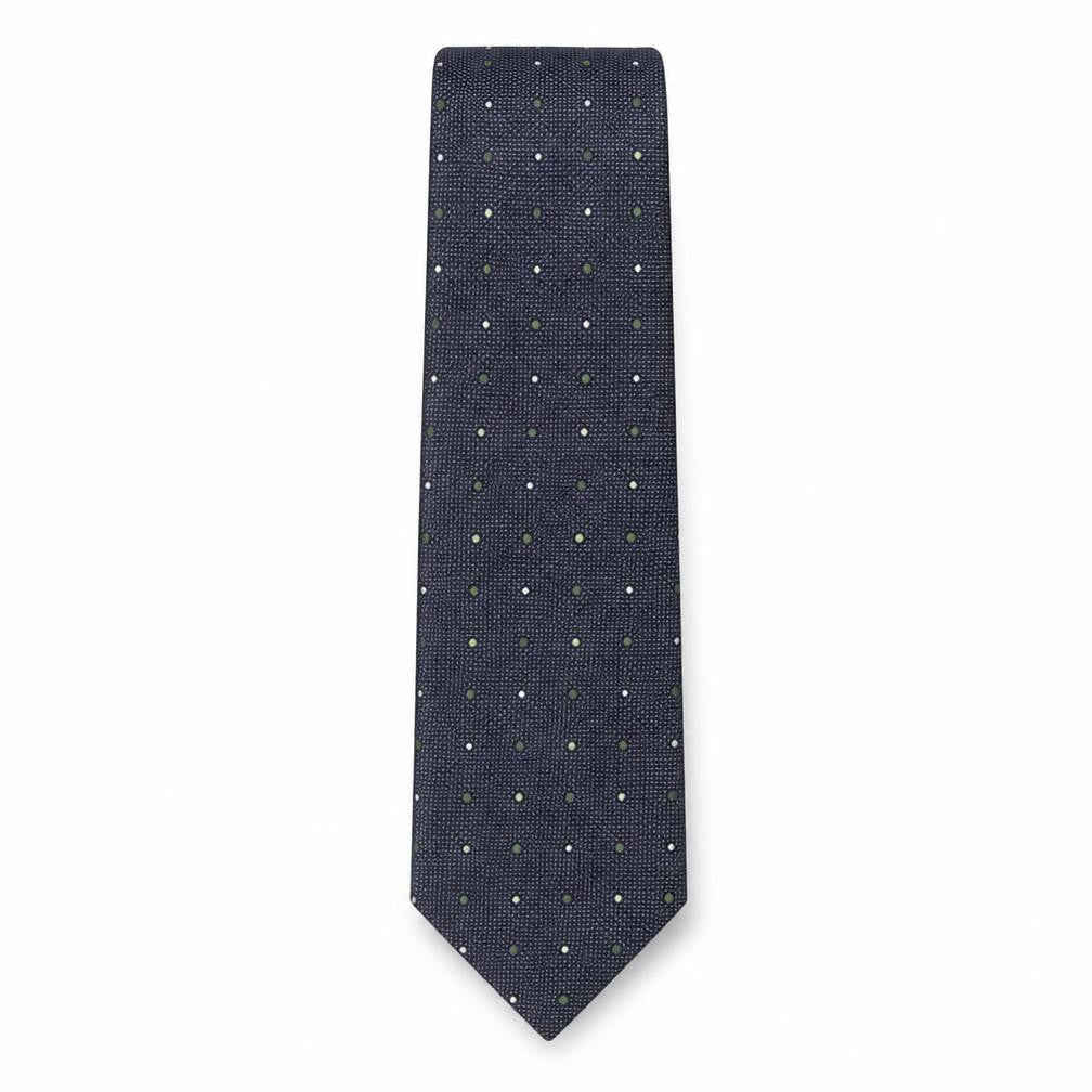 Front view of Olymp men’s multicoloured polka dot silk pointed tie one size