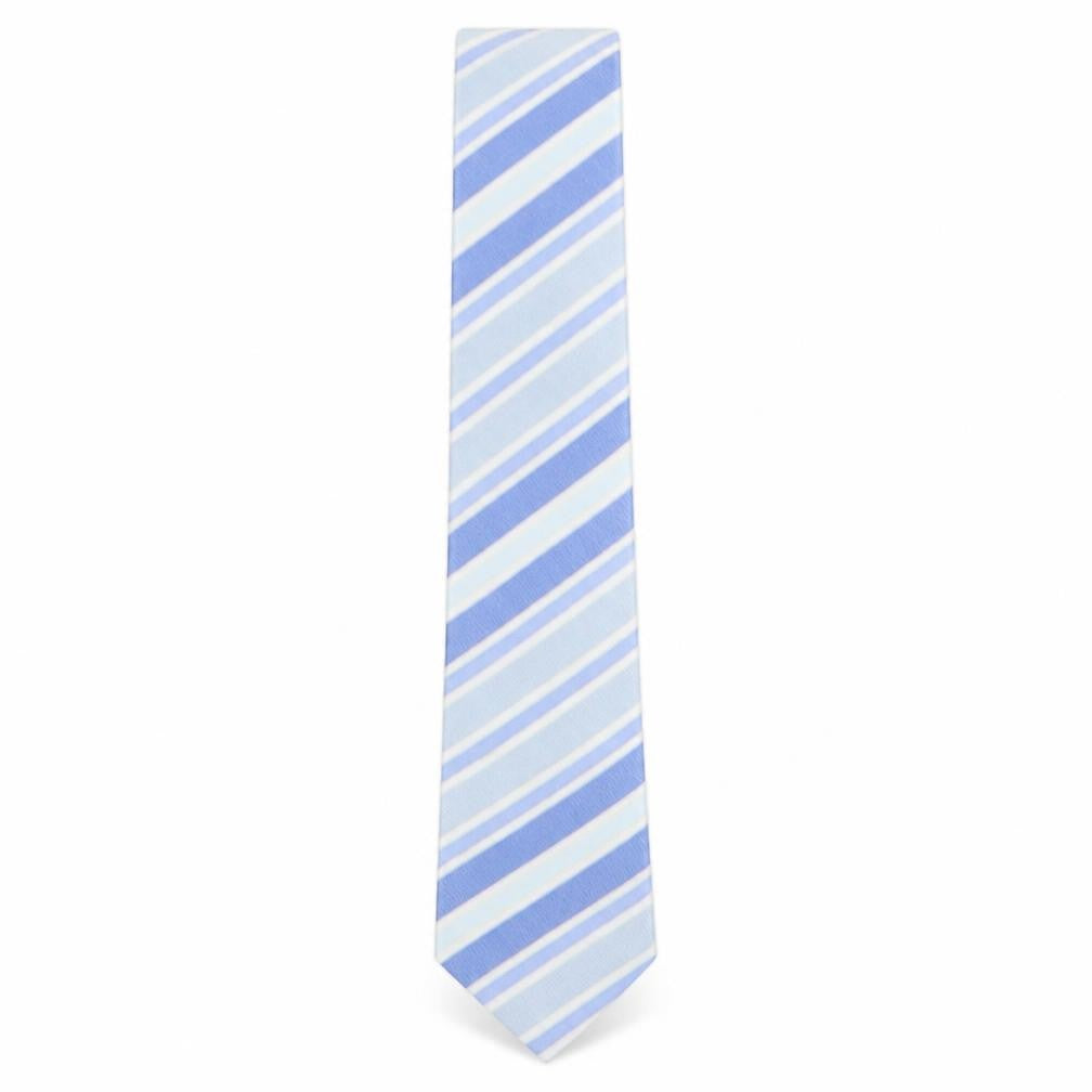 Front view of Autograph men’s blue striped silk pointed tie one size