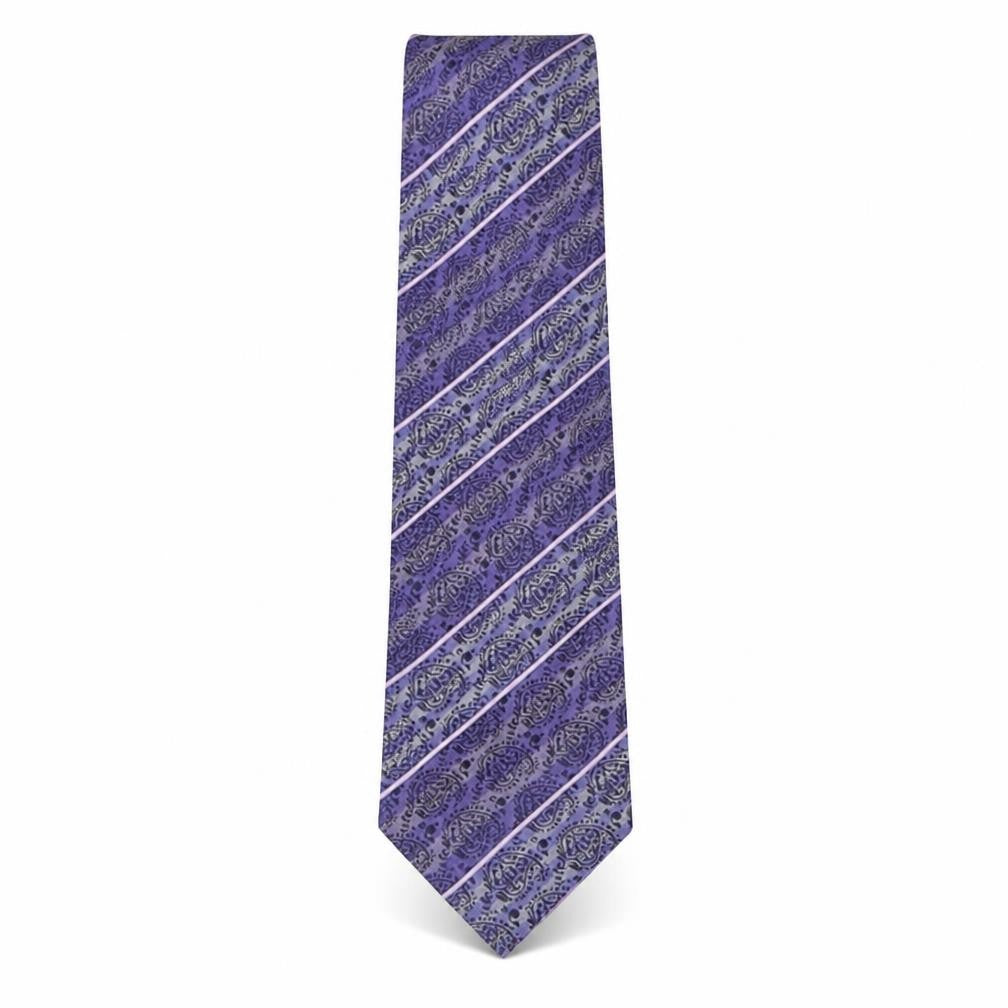 Front view of Slaters men’s purple paisley silk pointed tie one size