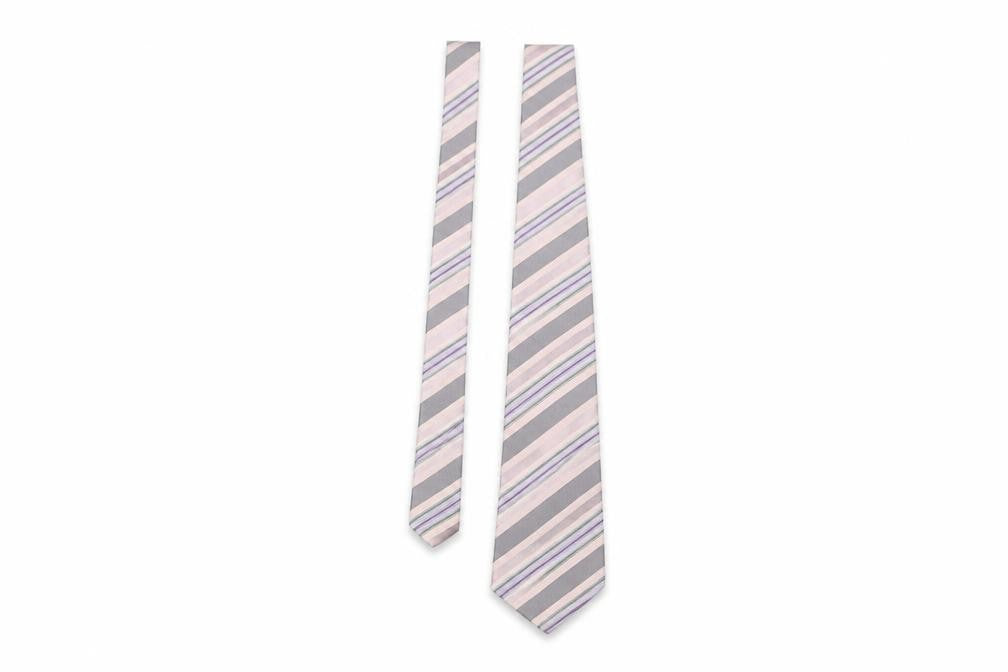 Front view of Marks & Spencer men’s multicoloured striped silk pointed tie one size