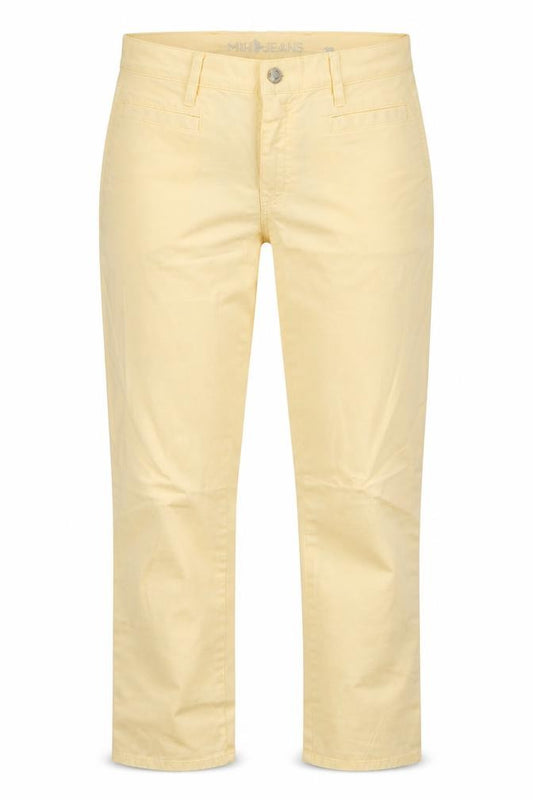 Front view of MiH Jeans women’s orange cotton cropped jeans, size UK 28, 28-inch leg regular button