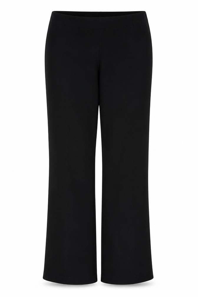 Front view of Mia Moda women’s black polyester trousers, size UK 10, 31-inch leg regular