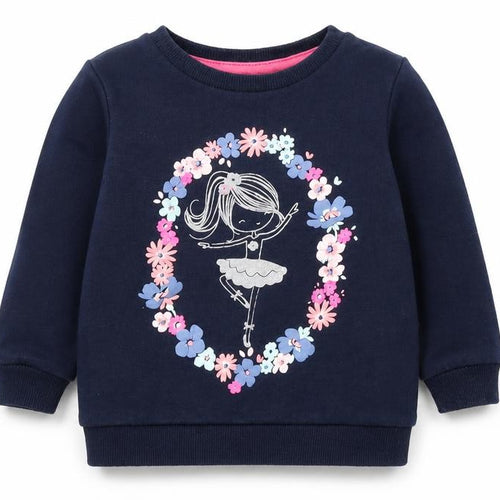 Baby Girls Blue  Cotton Pullover Casual Size 9-12 Months Round Neck Pullover