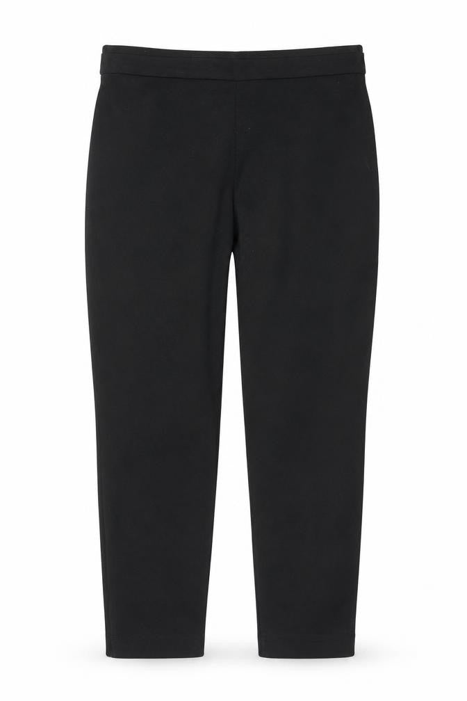 Front view of Soon women’s black polyester trousers, size UK 12, 26-inch leg regular zip