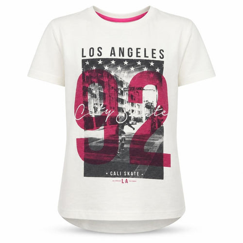 Primark Girls White  100% Cotton Pullover T-Shirt Size 7-8 Years Crew Neck Pullover - Aysemmetrical Hem