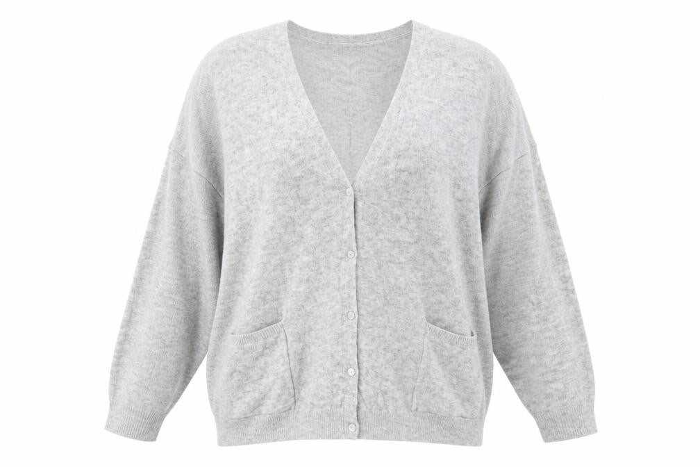 Bershka Womens Grey V-Neck  Polyester Cardigan Jumper Size S