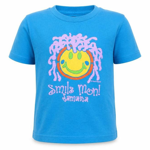 Sun Island  Boys Blue  100% Cotton Basic T-Shirt Size 2 Years Round Neck Pullover - Jamaica