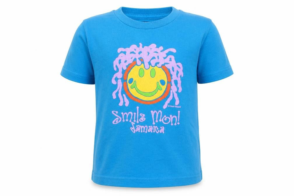 Sun Island  Boys Blue  100% Cotton Basic T-Shirt Size 2 Years Round Neck Pullover - Jamaica
