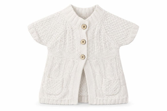Front view of Jillian's Closet Baby White Cotton Cardigan Jumper, size 9-12, Months Button
