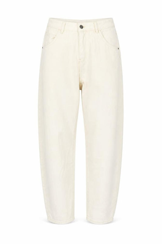 Front view of SHEIN women’s ivory cotton mom jeans, size M, 28-inch leg regular button