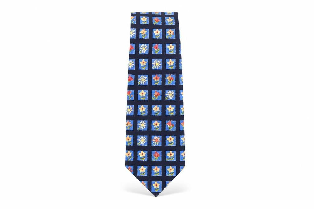 Savoy Taylors Guild Mens Blue Floral Silk Pointed Tie One Size