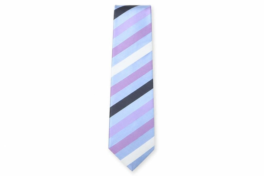 Front view of Milan Collection men’s multicoloured striped silk pointed tie one size
