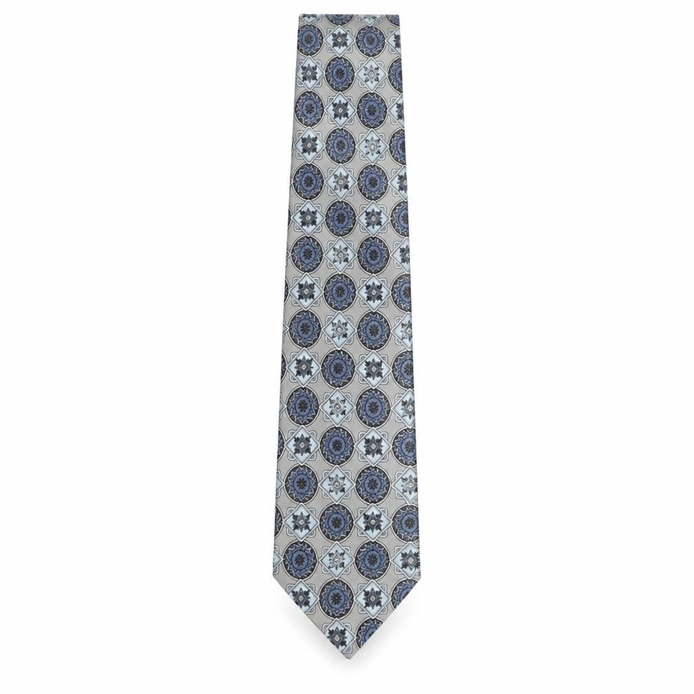 Front view of Hand Work men’s multicoloured geometric silk pointed tie one size
