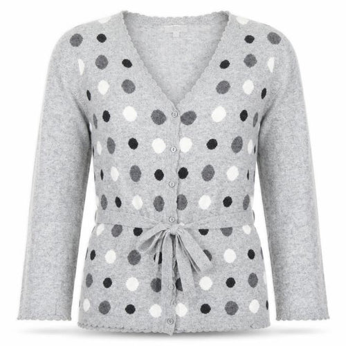 CC Womens Grey V-Neck Polka Dot Cotton Cardigan Jumper Size L