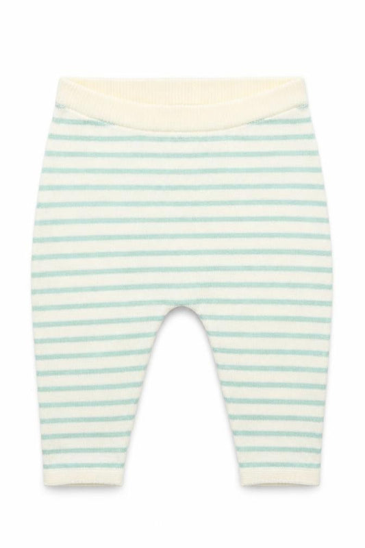 Front view of Next boys’ white striped cotton jogger trousers, size 3-6, months