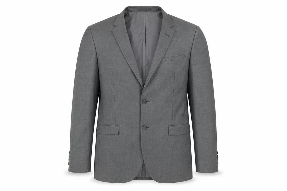 Front view of Next men’s grey polyester jacket blazer, size 42, - tailored fit