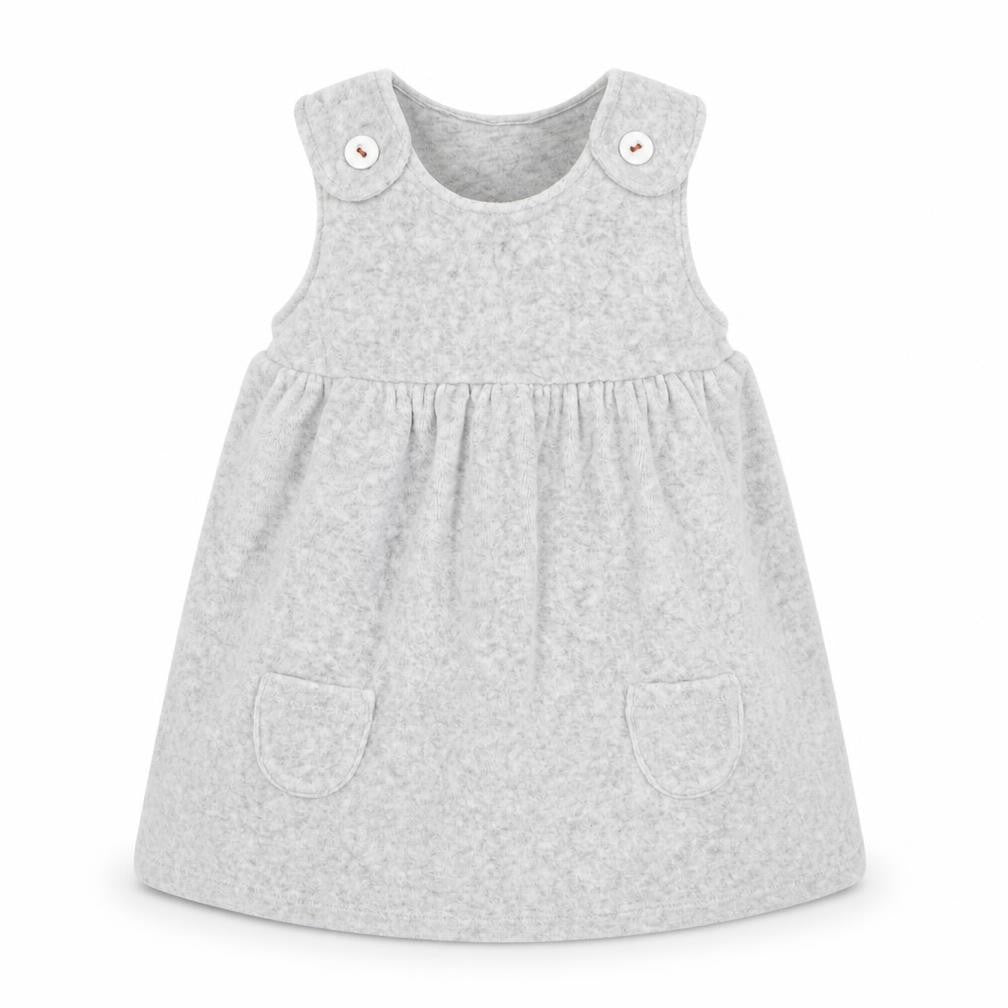Marks and Spencer Girls Grey  Cotton A-Line  Size 6-9 Months  Crew Neck Button