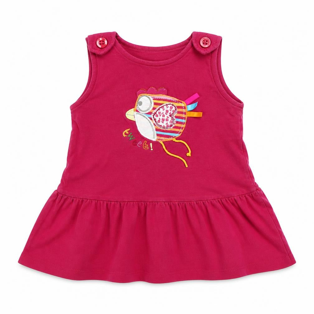 NEXT Girls Pink  Cotton A-Line  Size 6-9 Months  Crew Neck Button - tweet
