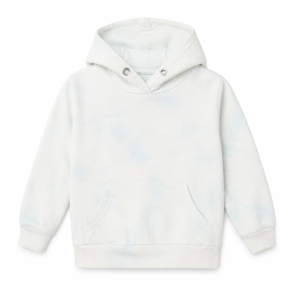 Front view of Tu girls’ white cotton pullover hoodie, size 3, years - tie-dye
