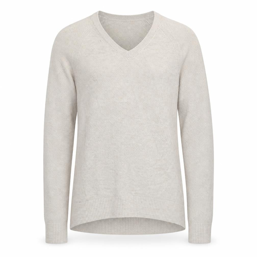 Front view of Gap men’s beige round neck cotton jumper, size M