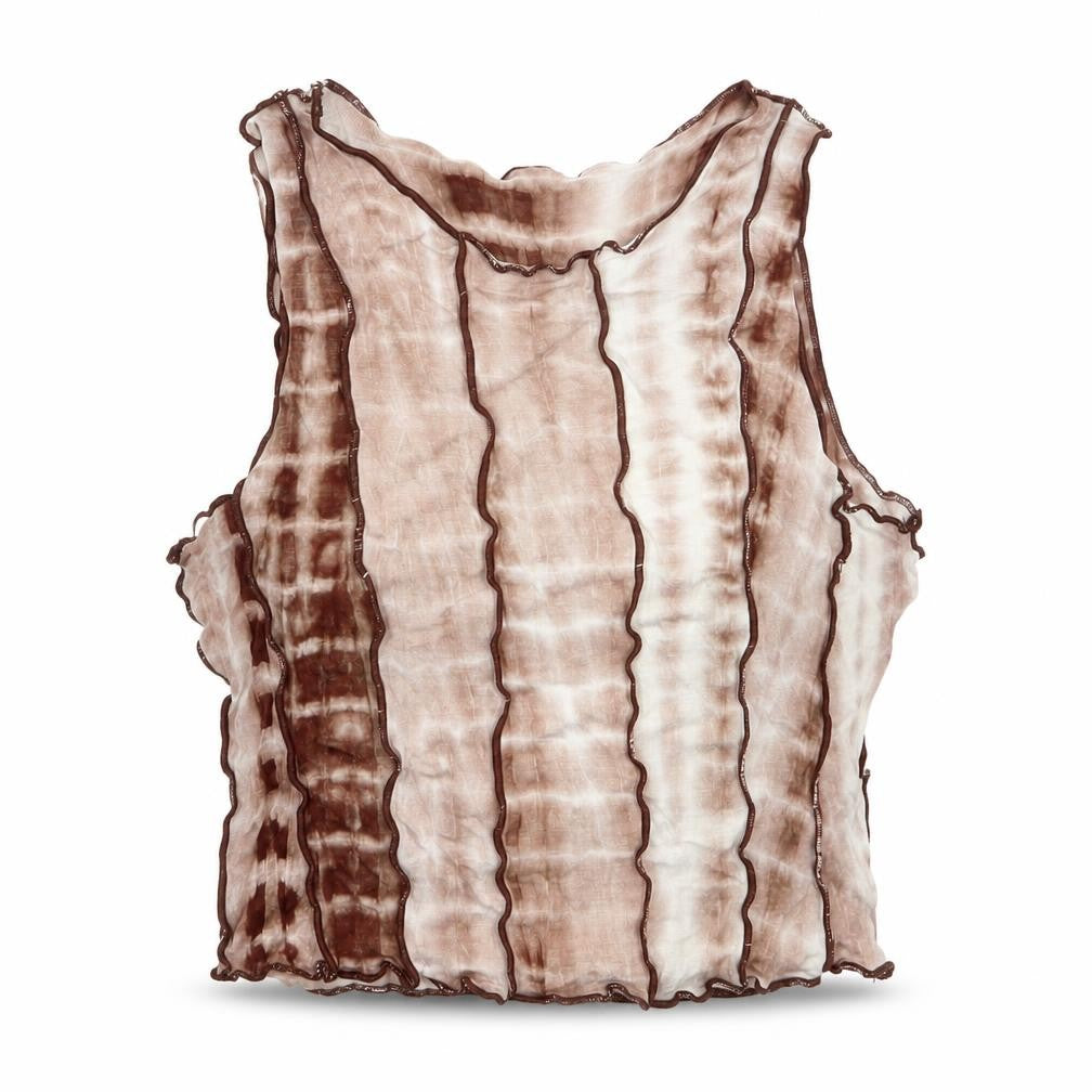 Front view of SHEIN women’s brown cropped tank, size XS, round neck