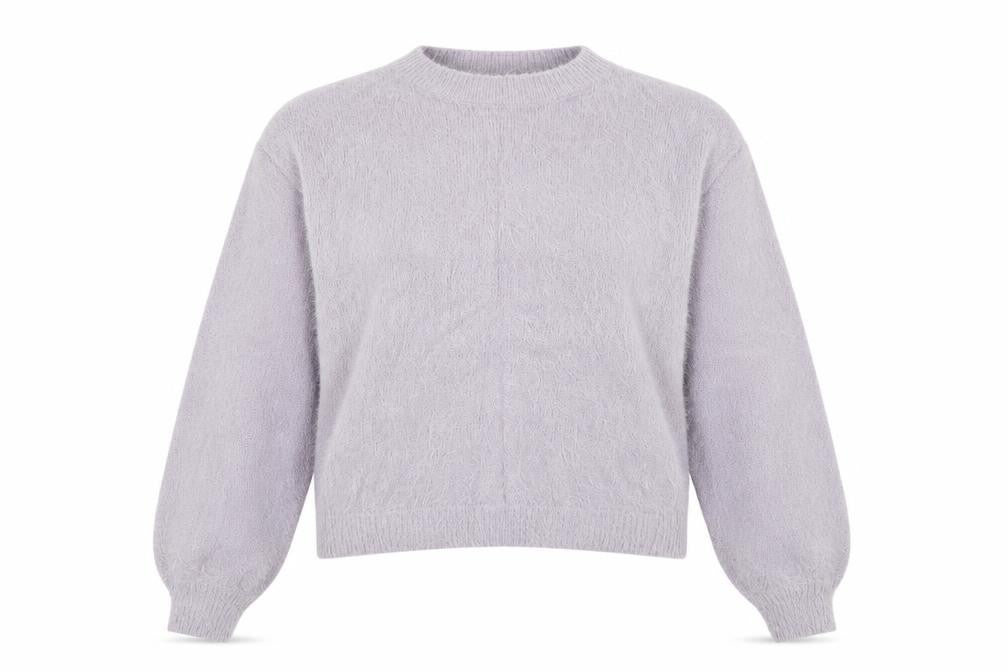 Front view of Nasty Gal women’s purple crew neck nylon jumper, size L