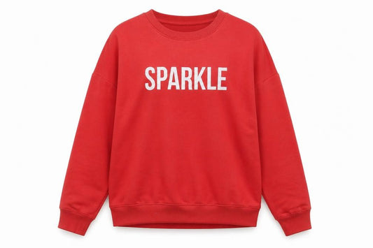 Front view of Papaya women’s red polyester pullover sweatshirt, size M, pullover