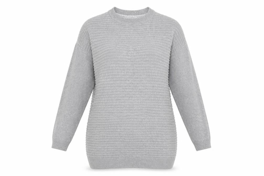 Front view of George women’s grey round neck cotton jumper, size UK 8