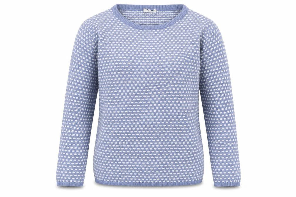 Front view of C&A women’s blue round neck acrylic jumper, size L