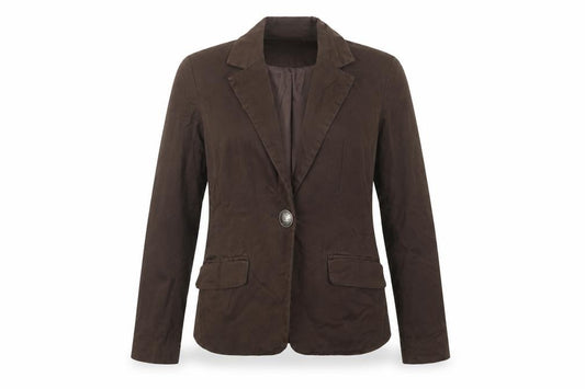 Front view of Fionella women’s green jacket blazer, size XS, button