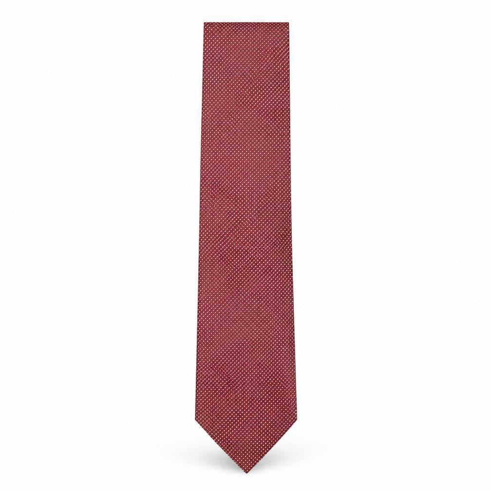 Front view of Marks & Spencer men’s red plaids & checks polyester pointed tie one size