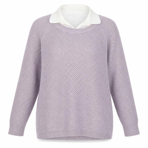 Cotton Traders Womens Purple Collared  Acrylic Henley Jumper Size 14