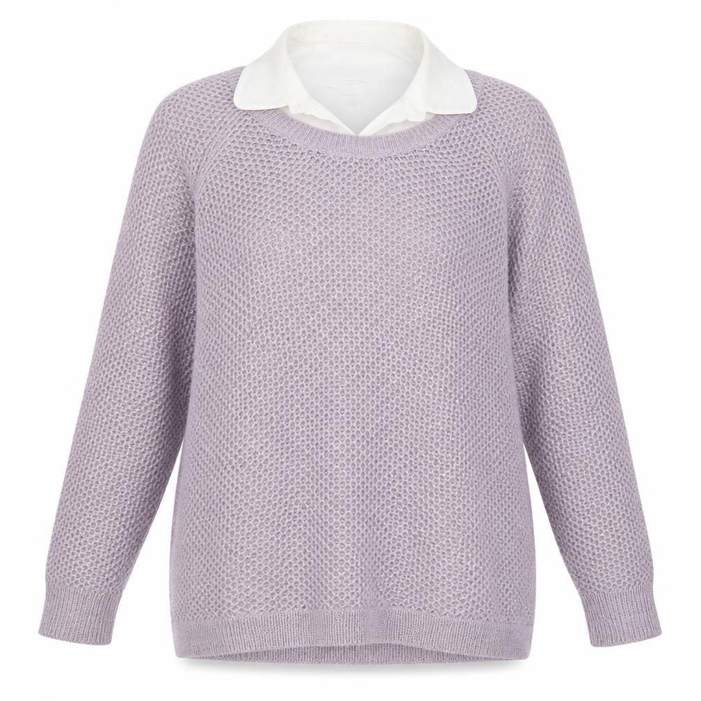 Cotton Traders Womens Purple Collared  Acrylic Henley Jumper Size 14