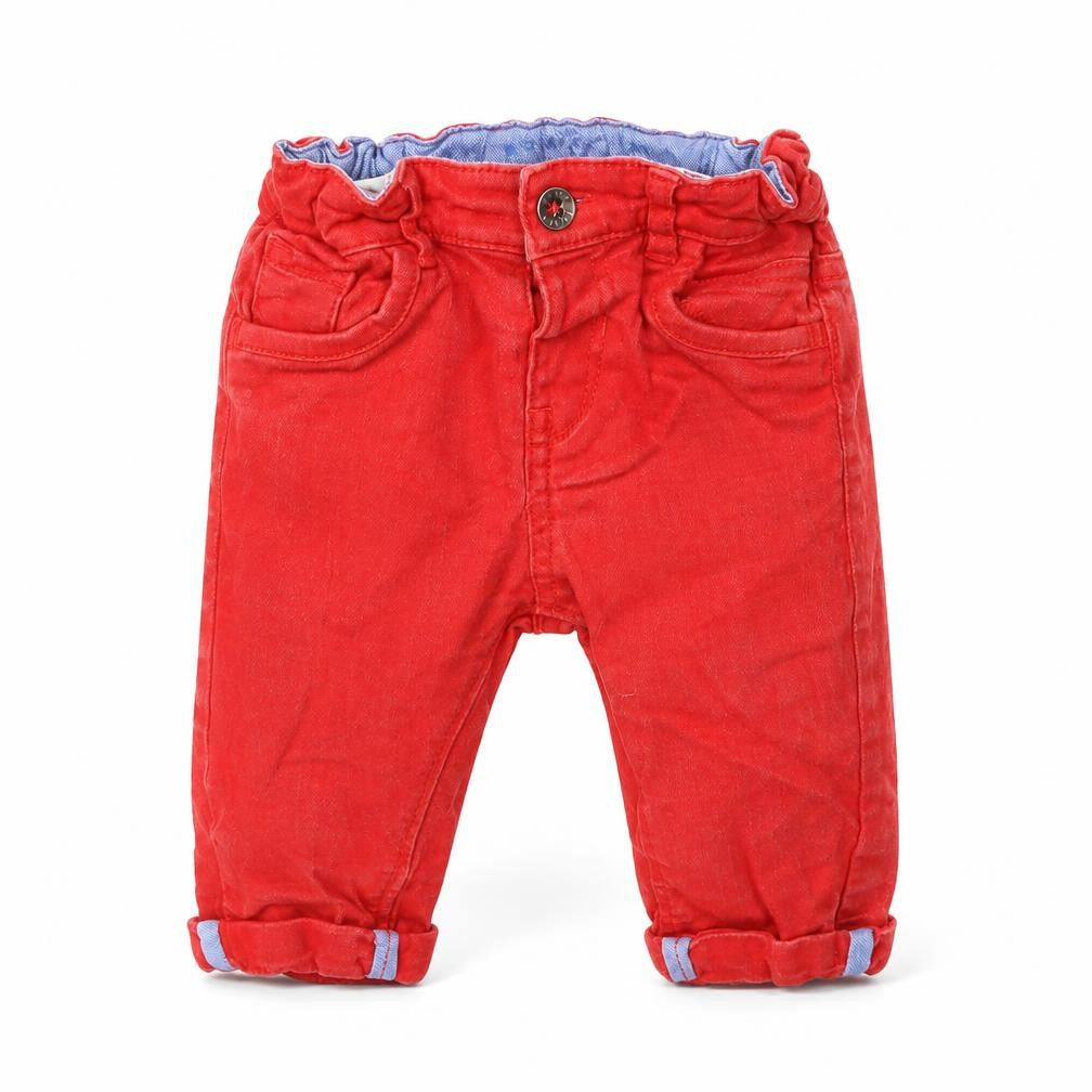 Marks and Spencer Baby Red  Cotton Cropped Jeans Size 3-6 Months  Button