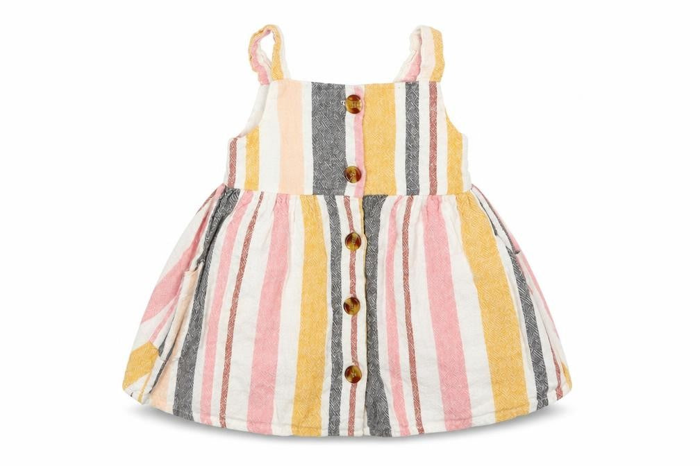 Primark Girls Multicoloured Striped Linen A-Line  Size 3-6 Months  Off the Shoulder Button