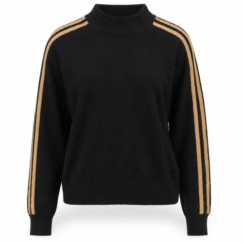 Brave Soul Womens Black Round Neck Striped Acrylic Pullover Jumper Size S