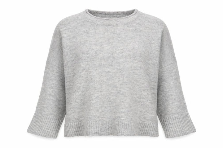Pull&Bear Womens Grey Round Neck Acrylic Pullover Jumper Size S - Cropped