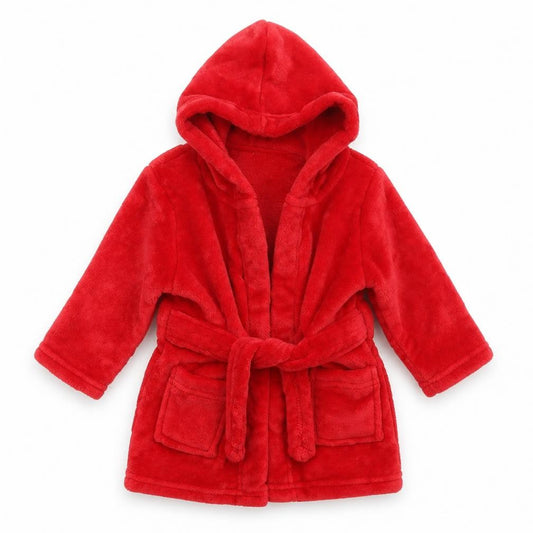 Front view of Primark Baby Red Solid 100% Polyester Babydoll Robe, size 6-9, Months - Pockets