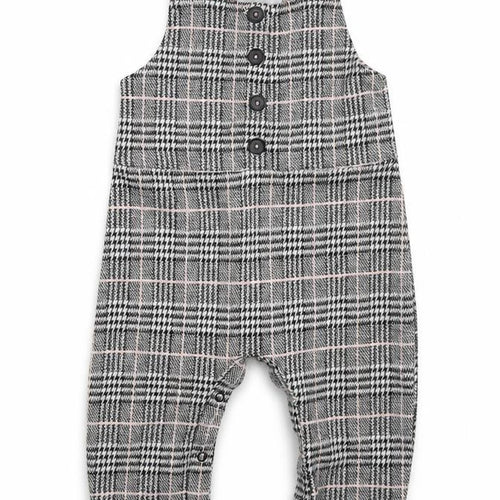 Primark Girls Grey Check Polyester Pinafore/Dungaree Dress  Size 9-12 Months  Square Neck Button