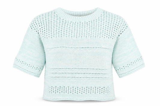Front view of Atmosphere women’s green round neck cotton jumper, size S